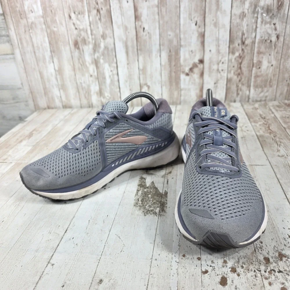 Brooks Adrenaline GTS 20 Womens 8 Extra Wide 2E Grey Rose Gold Running Shoes